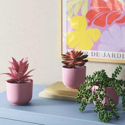 3pk 9.06" Succulent Artificial Plants Pink - Room Essentials™ 1 3pk 9.06" Succulent Artificial Plants Pink - Room Essentials™