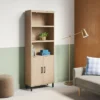 Mixed Material Library Bookcase With Doors Natural Wood - Room Essentials™