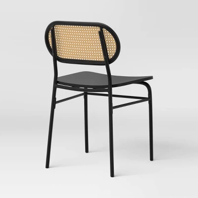 Set Of 2 Woven Back Metal Dining Chair Black - Room Essentials™ 3 Set Of 2 Woven Back Metal Dining Chair Black - Room Essentials™ - Image 3