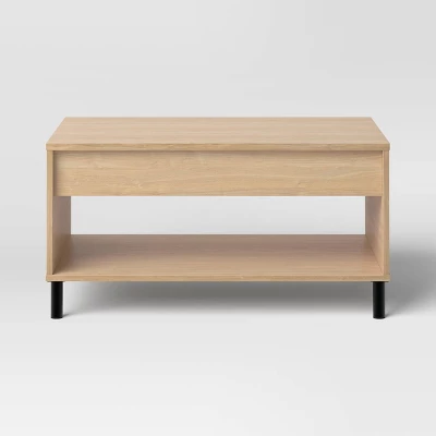 Mixed Materials Wood And Metal Lift Top Coffee Table With Storage Natural Wood - Room Essentials™ 3 Mixed Materials Wood And Metal Lift Top Coffee Table With Storage Natural Wood - Room Essentials™ - Image 3