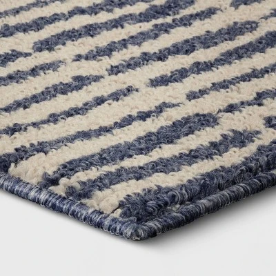 2'5"x3'8" Washable Modern Dashes Hi/Low Tufted Loop Accent Rug Blue - Room Essentials™: Indoor, Fade & Stain-Resistant 2 2'5"x3'8" Washable Modern Dashes Hi/Low Tufted Loop Accent Rug Blue - Room Essentials™: Indoor, Fade & Stain-Resistant - Image 2