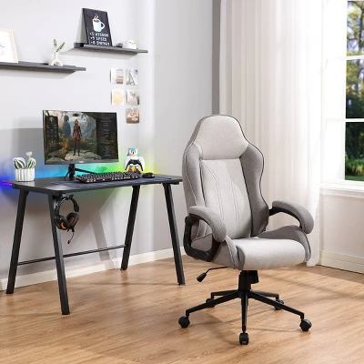 Swivel Dorm Gaming Chair Gray - Room Essentials™: Upholstered Computer Desk Chair, Adjustable, Fixed Arms 5 Swivel Dorm Gaming Chair Gray - Room Essentials™: Upholstered Computer Desk Chair, Adjustable, Fixed Arms - Image 5