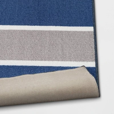 4'x5'6" Rugby Striped Accent Rug Gray/Blue - Room Essentials™ 3 4'x5'6" Rugby Striped Accent Rug Gray/Blue - Room Essentials™ - Image 3