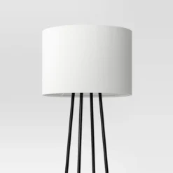 Floor Lamp With Shelves - Room Essentials™: Black Metal, Linen Shade, ETL Listed, 62" Height -Room Essentials™ GUEST 3199757b 4951 44d0 87c9 0ab6420bf0ee