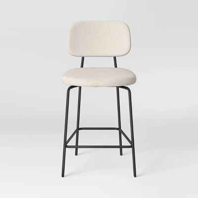 24" Upholstered With Metal Base Counter Height Barstool Cream Boucle - Room Essentials™ 2 24" Upholstered With Metal Base Counter Height Barstool Cream Boucle - Room Essentials™ - Image 2