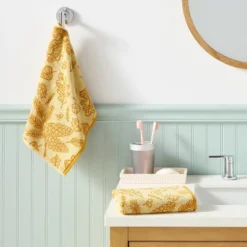 2pk Leaves Harvest Hand Towel Set Gold - Room Essentials™