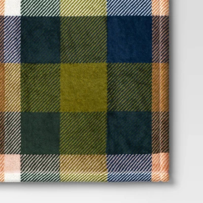 Printed Plaid Plush Throw Blanket Green Multi - Room Essentials™: Lightweight Knitted Fleece, 50x60, Machine Washable 3 Printed Plaid Plush Throw Blanket Green Multi - Room Essentials™: Lightweight Knitted Fleece, 50x60, Machine Washable - Image 3