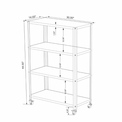 44" 3 Shelf Metal Rolling Bookcase - Room Essentials™ 4 44" 3 Shelf Metal Rolling Bookcase - Room Essentials™ - Image 4