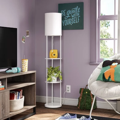 Shelf Floor Lamp White (Light Bulbs Not Included) - Room Essentials™: Modern Standing Lamp With Pull Chain, ETL Listed 1 Shelf Floor Lamp White (Light Bulbs Not Included) - Room Essentials™: Modern Standing Lamp With Pull Chain, ETL Listed