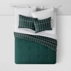 Grid Print Microfiber Reversible Comforter & Sheet Set Dark Green - Room Essentials™ -Room Essentials™ GUEST 4daf5f1a f5e2 4ffd 9c0a 0163fb5f2872