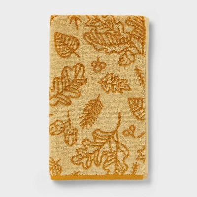 2pk Leaves Harvest Hand Towel Set Gold - Room Essentials™ 2 2pk Leaves Harvest Hand Towel Set Gold - Room Essentials™ - Image 2
