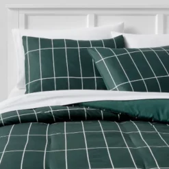 Grid Print Microfiber Reversible Comforter & Sheet Set Dark Green - Room Essentials™ -Room Essentials™ GUEST 52658d90 442c 4f77 95f8 b9cc7e5b7e67