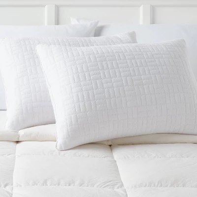 Standard/Queen Medium 2pk Plush Knit Bed Pillows White - Room Essentials™ 1 Standard/Queen Medium 2pk Plush Knit Bed Pillows White - Room Essentials™