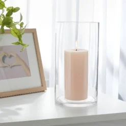 Room Essentials™ 47 Clear Hurricane 3" X 8" Pillar Candle Holder - Room Essentials™: Sophisticated Tabletop Glass Decor