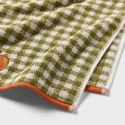 2pk Pumpkin Gingham Harvest Hand Towel Set Olive Green - Room Essentials™ 2 2pk Pumpkin Gingham Harvest Hand Towel Set Olive Green - Room Essentials™ - Image 2