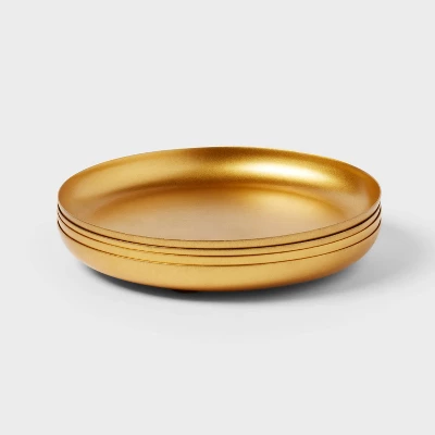 4pk Small Gold Powder Coated Metal Plates Candle Holders - Room Essentials™: Iron Construction, Modern Style 2 4pk Small Gold Powder Coated Metal Plates Candle Holders - Room Essentials™: Iron Construction, Modern Style - Image 2