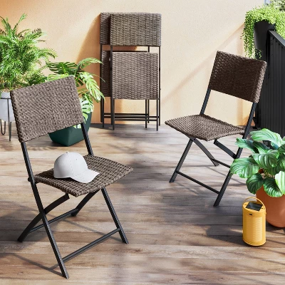 Wicker Outdoor Portable Folding Chair Brown - Room Essentials™ 1 Wicker Outdoor Portable Folding Chair Brown - Room Essentials™