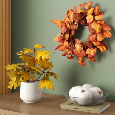 Orange Leaf Fall Mini Wreath - Room Essentials™ 1 Orange Leaf Fall Mini Wreath - Room Essentials™