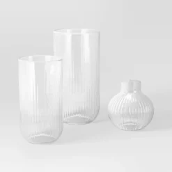 3pc Vase Set Ribbed Glass - Room Essentials™ -Room Essentials™ GUEST 779981ca ea67 467c 930c 52d2179ce1b1