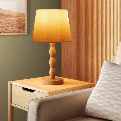 Turned Wood Table Lamp With Scalloped Shade - Room Essentials™ 1 Turned Wood Table Lamp With Scalloped Shade - Room Essentials™