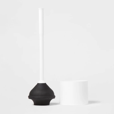 Plunger White - Room Essentials™: Essential Bathroom Accessory, Plastic With Holder, Recyclable 2 Plunger White - Room Essentials™: Essential Bathroom Accessory, Plastic With Holder, Recyclable - Image 2