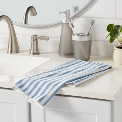 Quick Dry Striped Waffle Towel Blue - Room Essentials™ 1 Quick Dry Striped Waffle Towel Blue - Room Essentials™