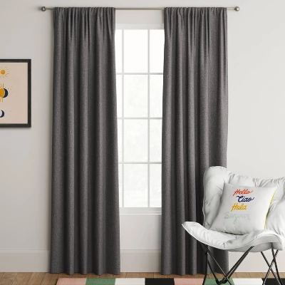 1pc Room Darkening Heathered Window Curtain Panel - Room Essentials™ 1 1pc Room Darkening Heathered Window Curtain Panel - Room Essentials™