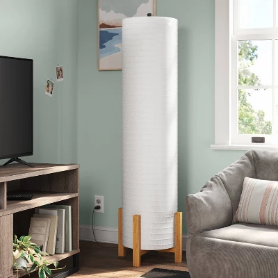 Paper Floor Lamp Natural Wood - Room Essentials™: ETL Listed, Modern Cylinder Shade, No Tools Assembly 2 Paper Floor Lamp Natural Wood - Room Essentials™: ETL Listed, Modern Cylinder Shade, No Tools Assembly - Image 2