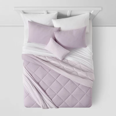 Solid Microfiber Reversible Decorative Bed Set With Throw - Room Essentials™ 3 Solid Microfiber Reversible Decorative Bed Set With Throw - Room Essentials™ - Image 3