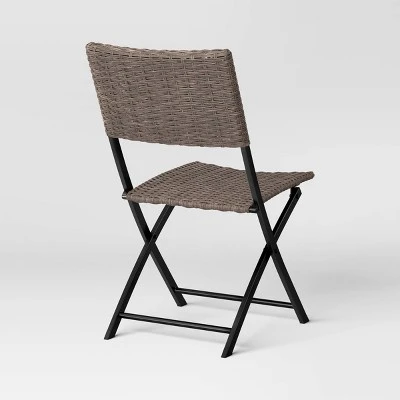 Wicker Outdoor Portable Folding Chair Brown - Room Essentials™ 2 Wicker Outdoor Portable Folding Chair Brown - Room Essentials™ - Image 2
