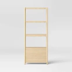 72.25" Scandi Bookcase With Three Shelves And Cabinet Storage Natural - Room Essentials™ 7 72.25" Scandi Bookcase With Three Shelves And Cabinet Storage Natural - Room Essentials™ -Room Essentials™ GUEST 98bb430f cf97 4b0b b7d1 22f36ee649da