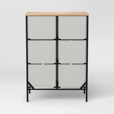 Fabric 6-Bin Tall Vertical Dresser Black Frame - Room Essentials™ 3 Fabric 6-Bin Tall Vertical Dresser Black Frame - Room Essentials™ - Image 3