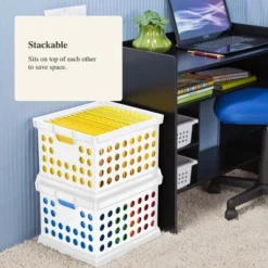 Storage Crate White - Room Essentials™: Portable Stackable Plastic Milk Crate With Built-In Handles, 30.6L Capacity -Room Essentials™ GUEST 9b9282d0 0baf 4a51 9b40 9512334747e7