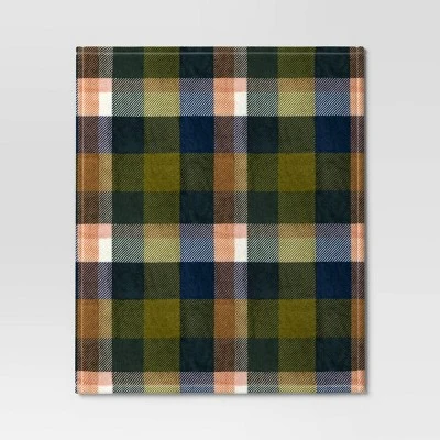 Printed Plaid Plush Throw Blanket Green Multi - Room Essentials™: Lightweight Knitted Fleece, 50x60, Machine Washable 2 Printed Plaid Plush Throw Blanket Green Multi - Room Essentials™: Lightweight Knitted Fleece, 50x60, Machine Washable - Image 2