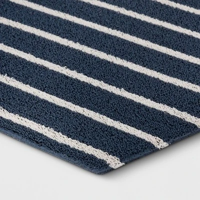 1'6"x2'6" Nautical Striped Micro Poly Loop Floormat White/Navy Blue - Room Essentials™: Indoor Kitchen & Bathroom Mat 2 1'6"x2'6" Nautical Striped Micro Poly Loop Floormat White/Navy Blue - Room Essentials™: Indoor Kitchen & Bathroom Mat - Image 2
