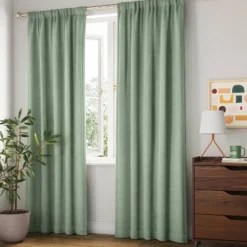 Room Essentials™ 35 Room Darkening Heathered Thermal Window Curtain Panel Green - Room Essentials™