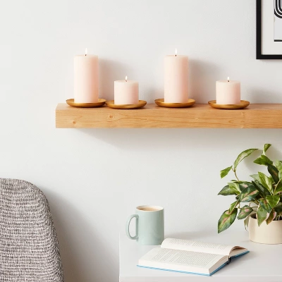 4pk Small Gold Powder Coated Metal Plates Candle Holders - Room Essentials™: Iron Construction, Modern Style 1 4pk Small Gold Powder Coated Metal Plates Candle Holders - Room Essentials™: Iron Construction, Modern Style