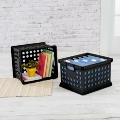 Storage Crate Black - Room Essentials™: Plastic Stackable Utility Bin, Portable With Built-In Handles, 30.6L Capacity -Room Essentials™ GUEST b89e2320 1c39 4b93 b318 8d75702327e9