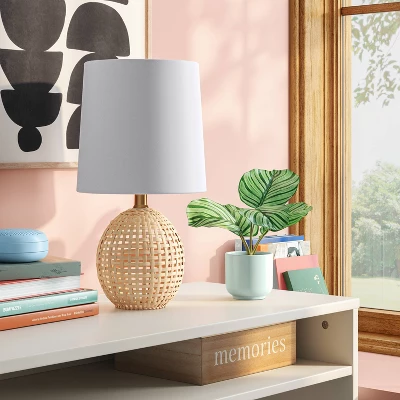 Round Wicker Table Lamp Brown - Room Essentials™: ETL Listed, No Assembly, Modern Decor 2 Round Wicker Table Lamp Brown - Room Essentials™: ETL Listed, No Assembly, Modern Decor - Image 2