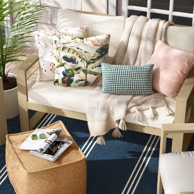 10"x17" Micro Grid Rectangular Outdoor Lumbar Pillow - Room Essentials™ 1 10"x17" Micro Grid Rectangular Outdoor Lumbar Pillow - Room Essentials™