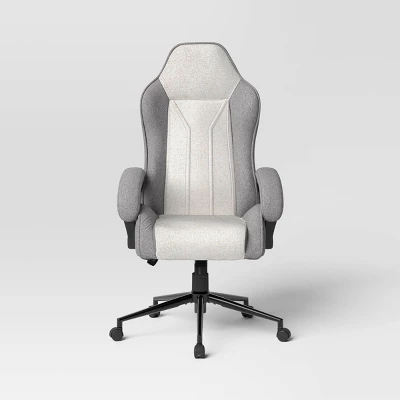 Swivel Dorm Gaming Chair Gray - Room Essentials™: Upholstered Computer Desk Chair, Adjustable, Fixed Arms 2 Swivel Dorm Gaming Chair Gray - Room Essentials™: Upholstered Computer Desk Chair, Adjustable, Fixed Arms - Image 2
