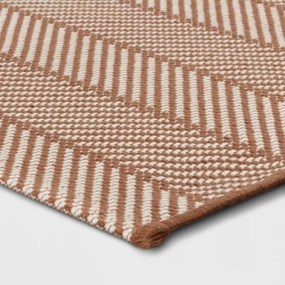 4'x5'6" Chevron Striped Area Rug Ivory/Tan - Room Essentials™: Indoor, Flat Pile, Woven 2 4'x5'6" Chevron Striped Area Rug Ivory/Tan - Room Essentials™: Indoor, Flat Pile, Woven - Image 2