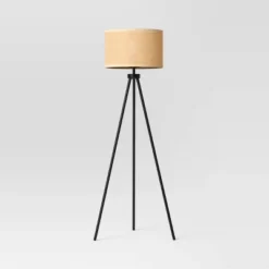 Tripod Floor Lamp With Shade Black - Room Essentials™: Modern Standing Light, ETL Listed, Metal Body