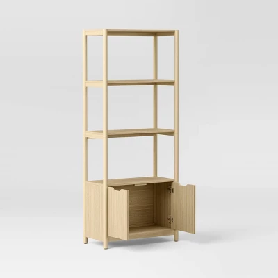 72.25" Scandi Bookcase With Three Shelves And Cabinet Storage Natural - Room Essentials™ 2 72.25" Scandi Bookcase With Three Shelves And Cabinet Storage Natural - Room Essentials™ - Image 2