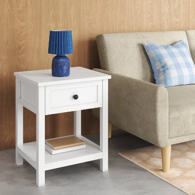 Traditional Side Table With Storage Drawer Classic White - Room Essentials™ 1 Traditional Side Table With Storage Drawer Classic White - Room Essentials™