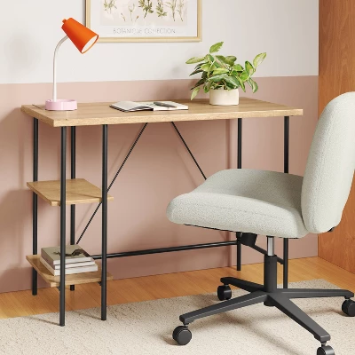 Wood And Metal Desk With Shelves Natural - Room Essentials™ 1 Wood And Metal Desk With Shelves Natural - Room Essentials™