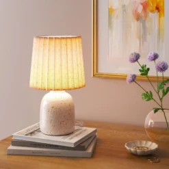 Mini Printed Ceramic Base Table Lamp With Printed Pleated Shade - Room Essentials™ -Room Essentials™ GUEST fc3497a8 83c1 490a b70f 6ac002d24d61